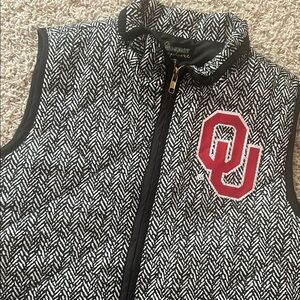 NWT⭐️OKLAHOMA SOONERS Herringbone VEST M♥️Black & White  with Bling Size Small